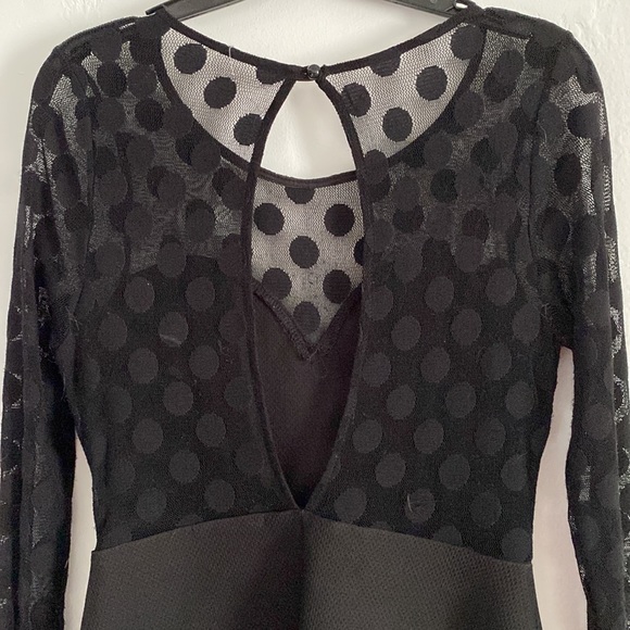 Dress with Sheer Polka Dot Top - Picture 3 of 4